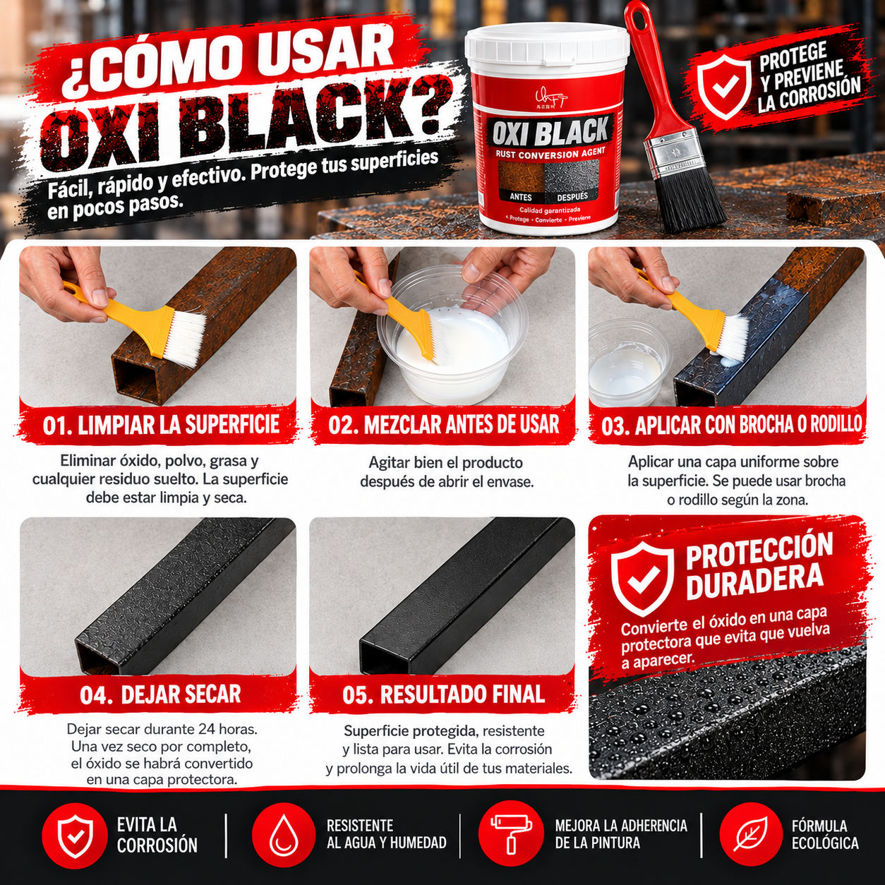 OxiBlack® 1KG - Convierte el Óxido en Pintura