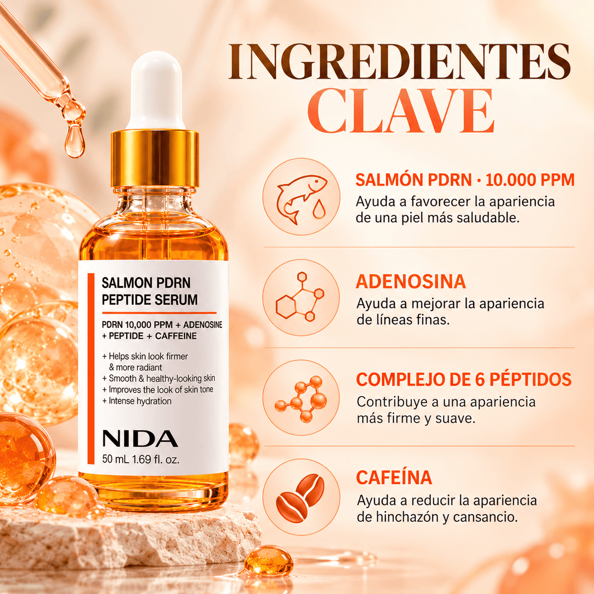 NIDA Sérum PDRN de Salmón + Péptidos 50 ml