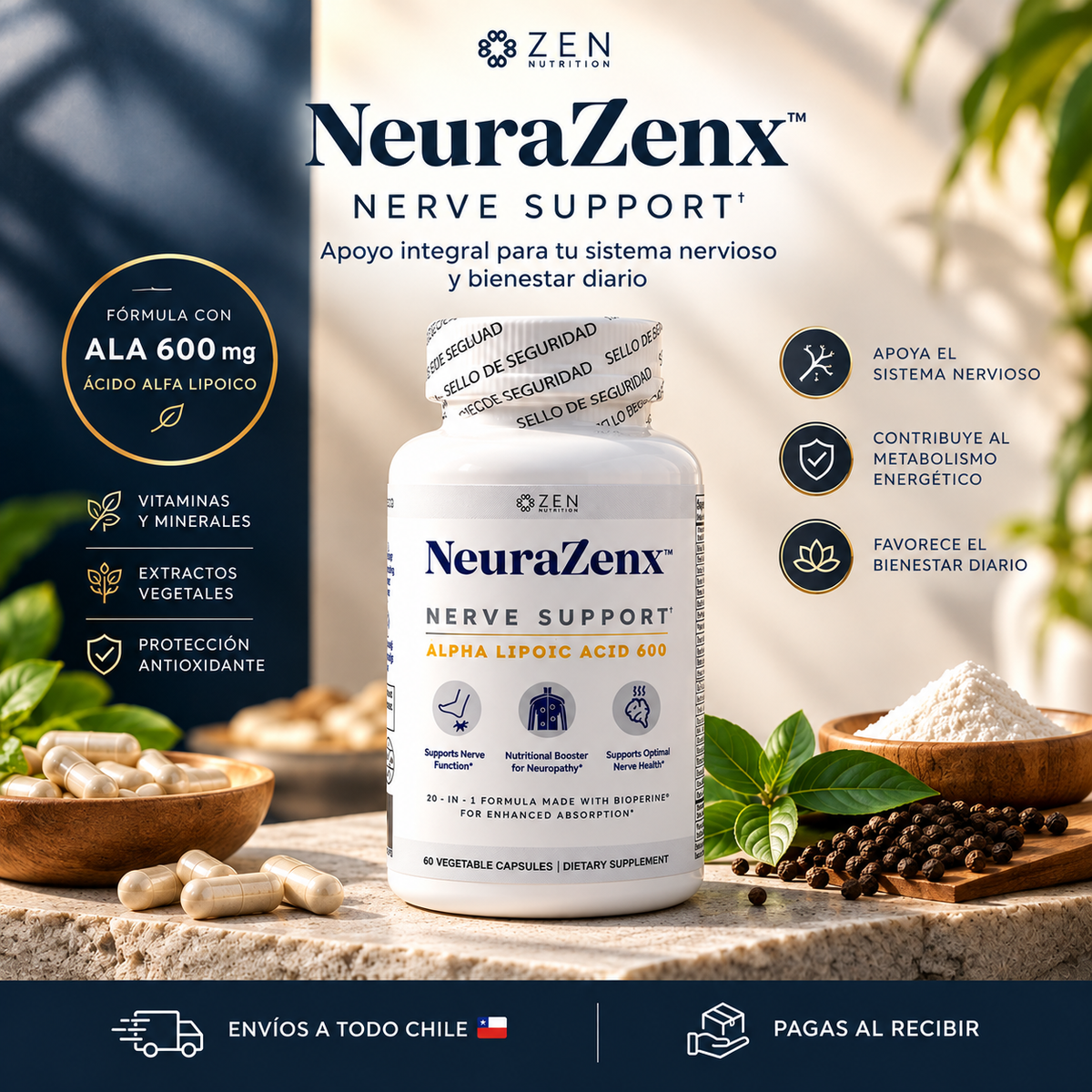 NeuraZenx™ Cápsulas - Alivia la neuropatía desde la raíz